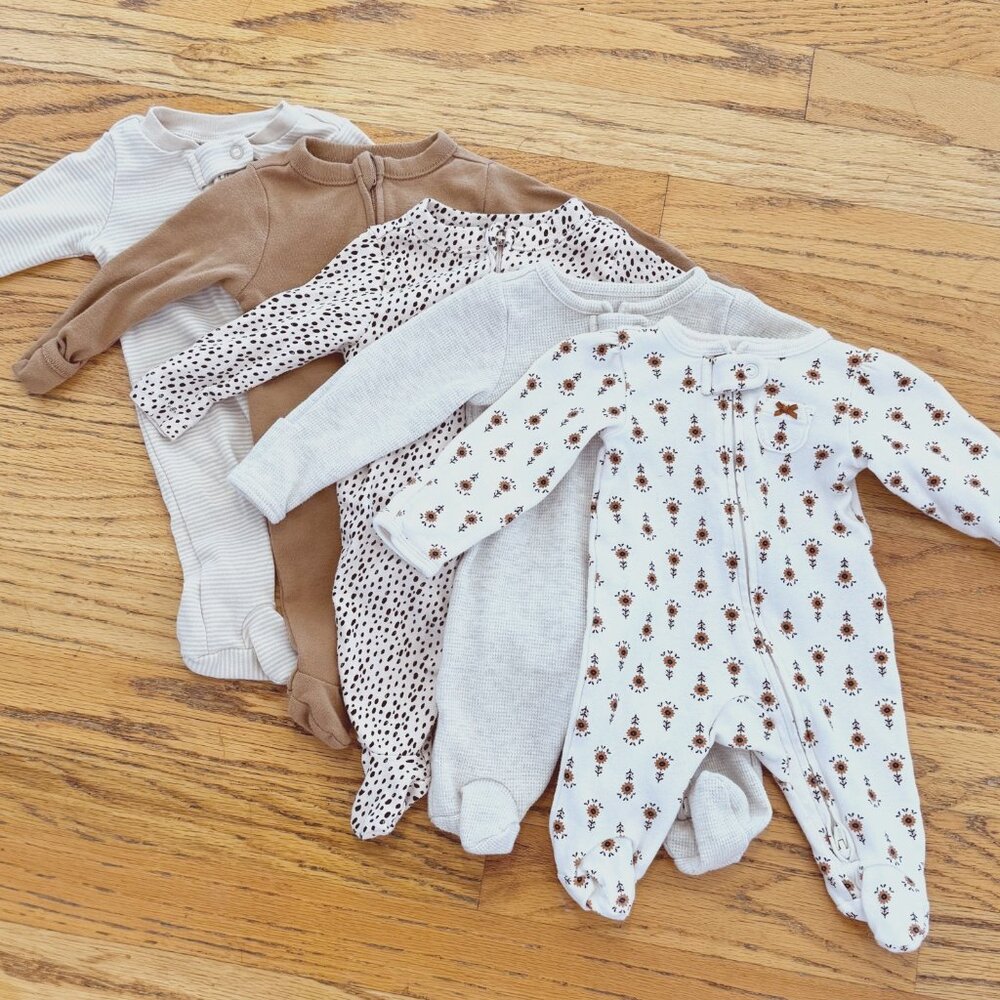 Set of 5 Newborn Baby Sleepers